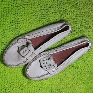 Beige Leather Moccasins Size 8